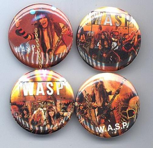 WASP 4 Different 1985 Pinback Buttons Pins Badges Near MINT EBay